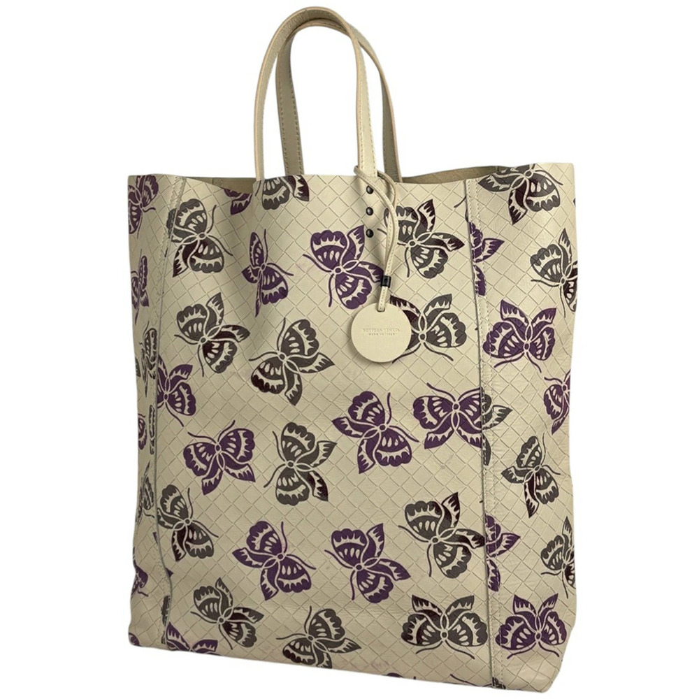 Bottega Veneta Intreccio Mirage Tote Bag Butterfly Leather Beige Purple